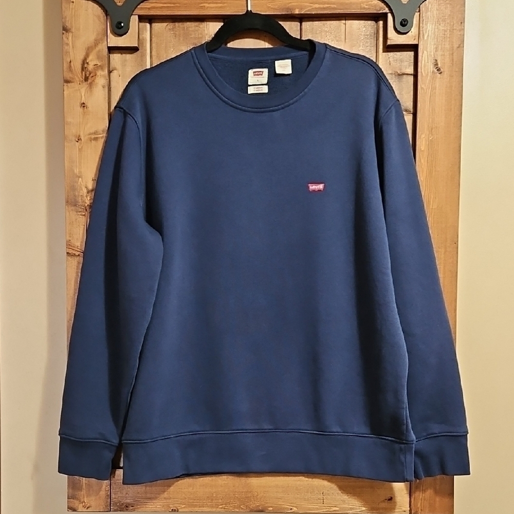 Levi's Unisex Blue Crewneck Cotton Blend Sweatshirt Size Large